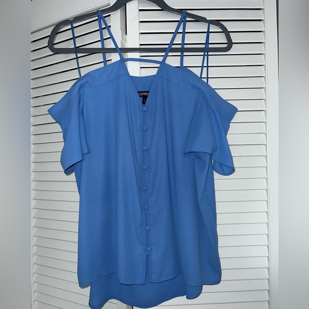 Express size M off the shoulder light blue blouse